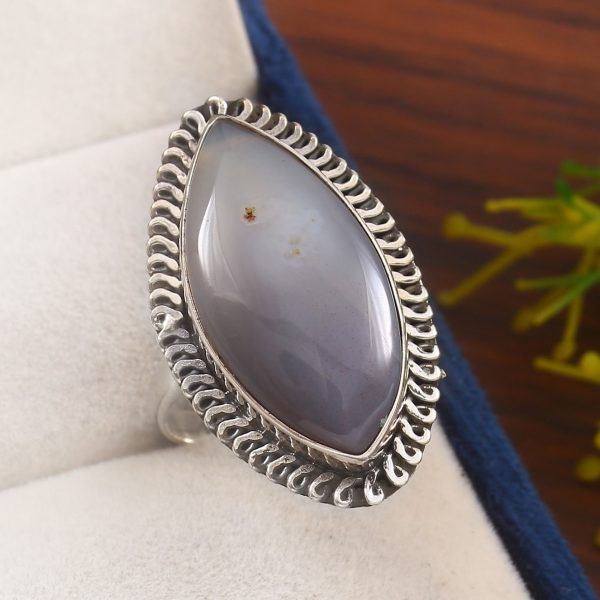 Blue Lace Agate Size US 9 925 Sterling Silver Ring (REXT40-84)