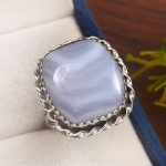 Blue Lace Agate Size US 6 925 Sterling Silver Ring (REXT40-74)
