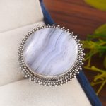 Blue Lace Agate Size US 11 925 Sterling Silver Ring (REXT40-92)