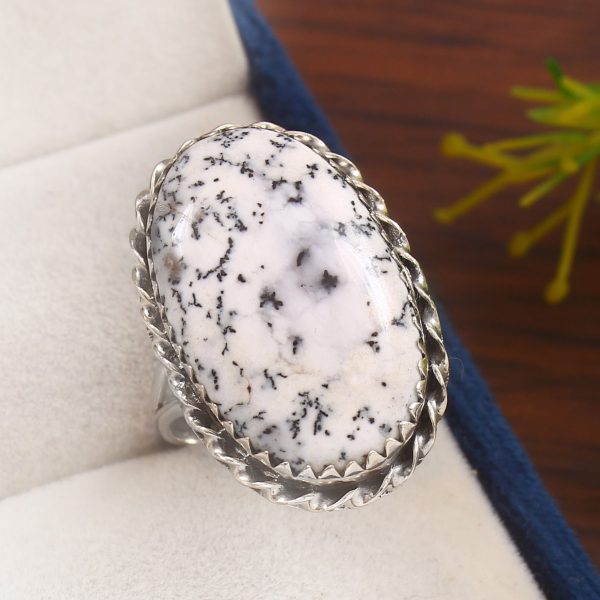 Dendratic Opal Size US 10 925 Sterling Silver Ring (REXT76-17)