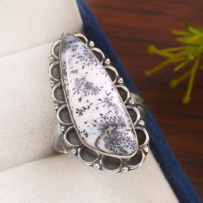 Dendratic Opal Size US 9 925 Sterling Silver Ring (REXT76-12)