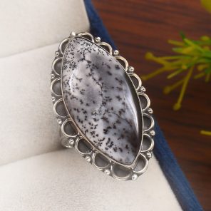 Dendratic Opal Size US 9 925 Sterling Silver Ring (REXT76-13)