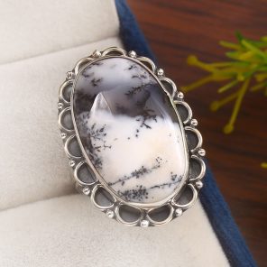 Dendratic Opal Size US 9 925 Sterling Silver Ring (REXT76-14)