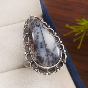 Dendratic Opal Size US 11 925 Sterling Silver Ring (REXT76-27)