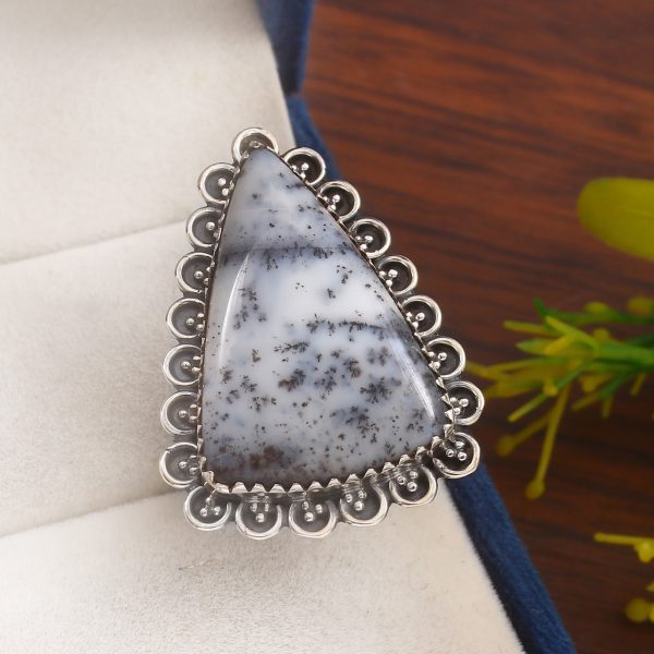 Dendratic Opal Size US 9 925 Sterling Silver Ring (REXT76-16)