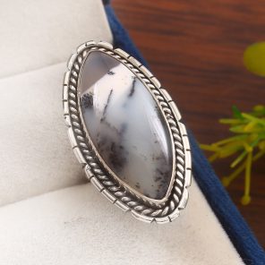 Dendratic Opal Size US 5 925 Sterling Silver Ring (REXT76-34)