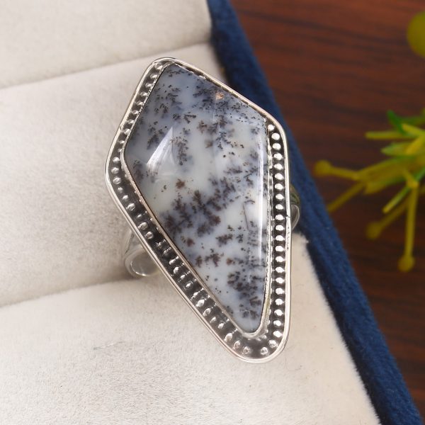 Dendratic Opal Size US 8 925 Sterling Silver Ring (REXT76-11)