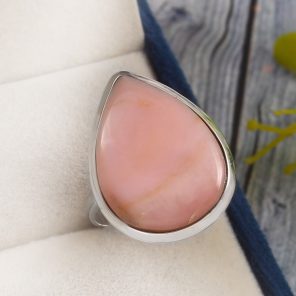 Pink Opal Size US 9 925 Sterling Silver Ring (RS65-29)