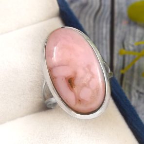 Pink Opal Size US 7 925 Sterling Silver Ring (RS65-28)