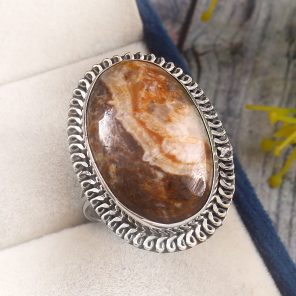 Wild Horse Jasper Size US 12 925 Sterling Silver Ring (REXT67-46)