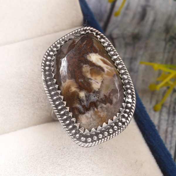 Wild Horse Jasper Size US 10 925 Sterling Silver Ring (REXT67-41)
