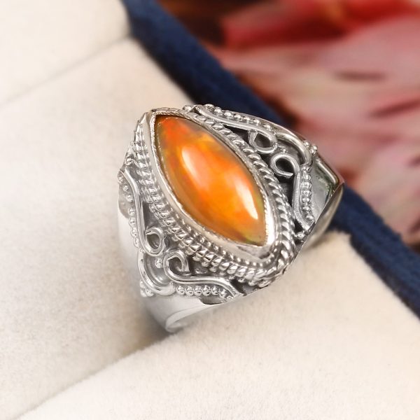 Ethiopian Opal Size US 8 925 Sterling Silver Ring (RS54-174)