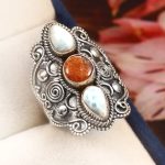 Larimar & Sunstone Size US 6 925 Sterling Silver Ring (REXT42-173)