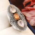 Moonstone & Sunstone Size US 6 925 Sterling Silver Ring (REXT42-179)