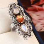 Moonstone & Sunstone Size US 6 925 Sterling Silver Ring (REXT42-180)