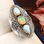 Larimar & Opal Size US 9 925 Sterling Silver Ring (REXT42-168)