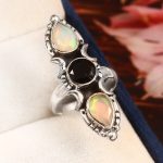 Black Onyx & Opal Size US 9 925 Sterling Silver Ring (REXT42-206)