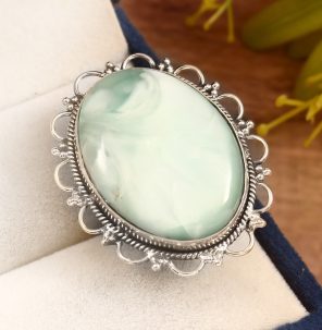 Flint Larimar Size US 12 925 Sterling Silver Ring (REXT19-50)