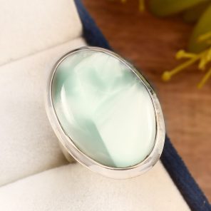 Flint Larimar Size US 8 925 Sterling Silver Ring (REXT19-31)