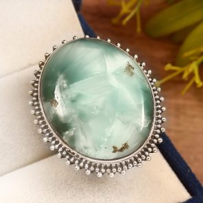 Flint Larimar Size US 7 925 Sterling Silver Ring (REXT19-39)