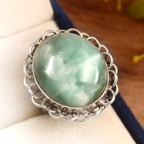 Flint Larimar Size US 11 925 Sterling Silver Ring (REXT19-47)