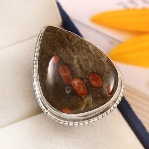 Poppy Jasper Size US 10 925 Sterling Silver Ring (RS54-160)