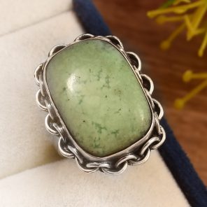 Chrysoprase Size US 6 925 Sterling Silver Ring (REXT69-32)