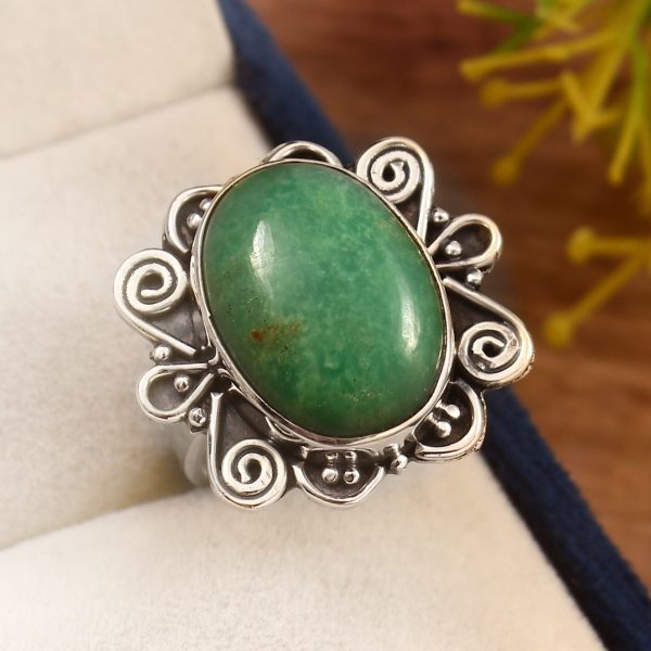Chrysoprase Size US 7 925 Sterling Silver Ring (REXT69-36)