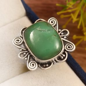 Chrysoprase Size US 7 925 Sterling Silver Ring (REXT69-38)