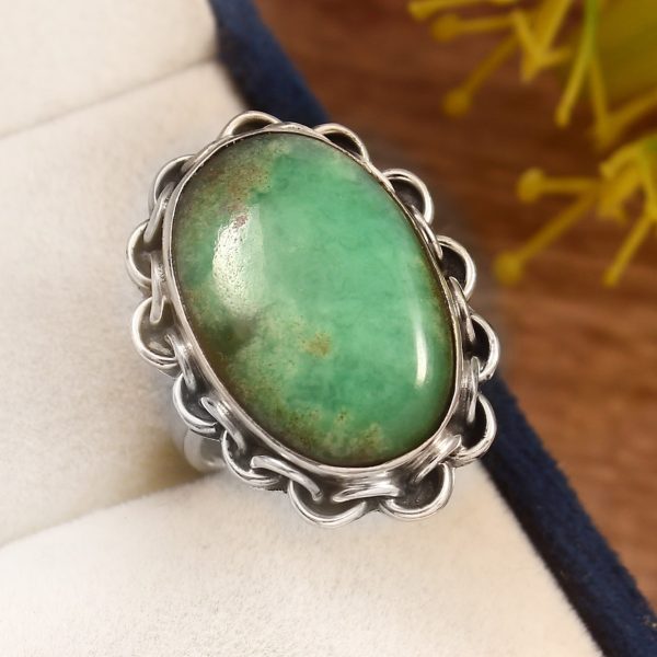 Chrysoprase Size US 6 925 Sterling Silver Ring (REXT69-35)