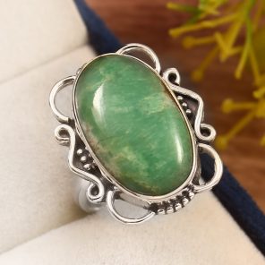 Chrysoprase Size US 8 925 Sterling Silver Ring (REXT69-43)