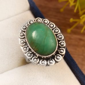 Chrysoprase Size US 7 925 Sterling Silver Ring (REXT69-40)