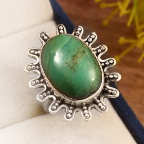 Chrysoprase Size US 7 925 Sterling Silver Ring (REXT69-41)