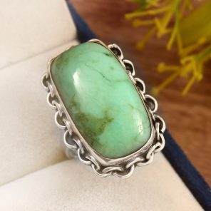 Chrysoprase Size US 8 925 Sterling Silver Ring (REXT69-46)