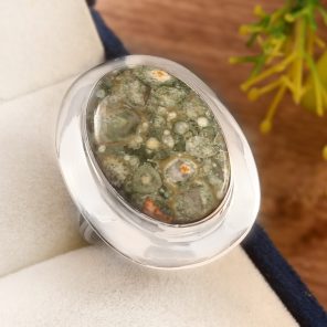 Rainforest Jasper Size US 10 925 Sterling Silver Ring (REXT14-99)