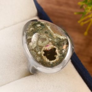Rainforest Jasper Size US 7 925 Sterling Silver Ring (REXT14-96)