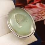 Sea Foam Window Druzy Size US 9 925 Sterling Silver Ring (REXT14-75)
