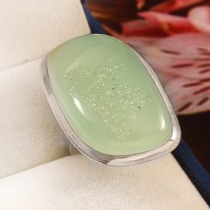 Sea Foam Window Druzy Size US 10 925 Sterling Silver Ring (REXT14-91)