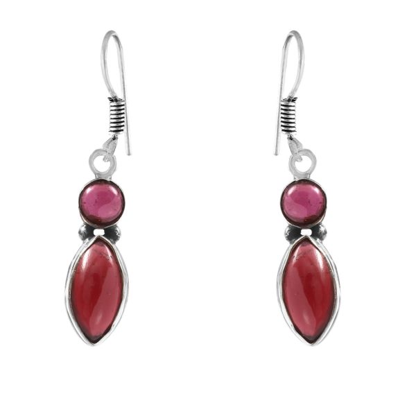 Garnet 1.5" 925 Sterling Silver Earring (REXT28-174)