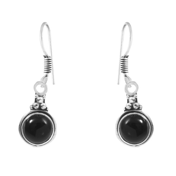 Black Onyx 1.25" 925 Sterling Silver Earring (REXT28-183)