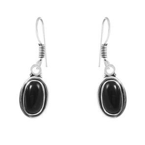 Black Onyx 1.25" 925 Sterling Silver Earring (REXT28-178)