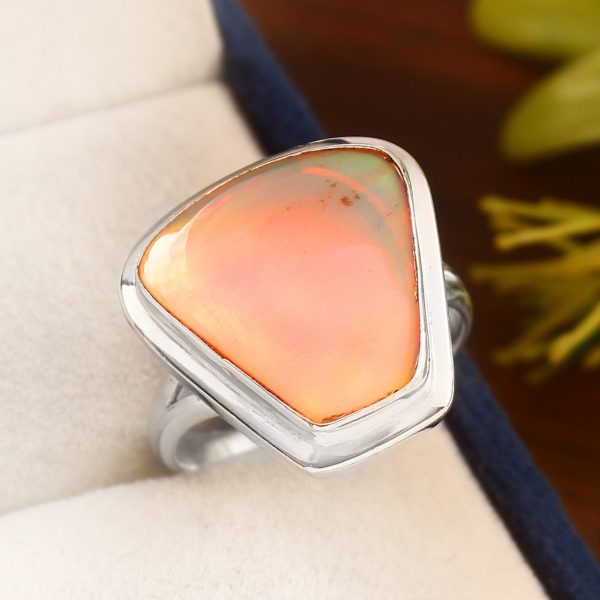 Aurora Opal Size US 5 925 Sterling Silver Ring (RS54-158)