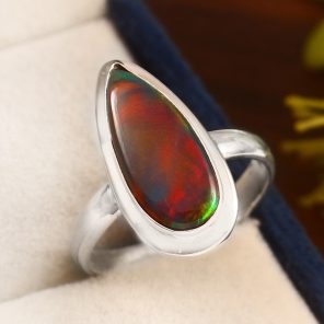 Aurora Opal Size US 9 925 Sterling Silver Ring (RS54-154)