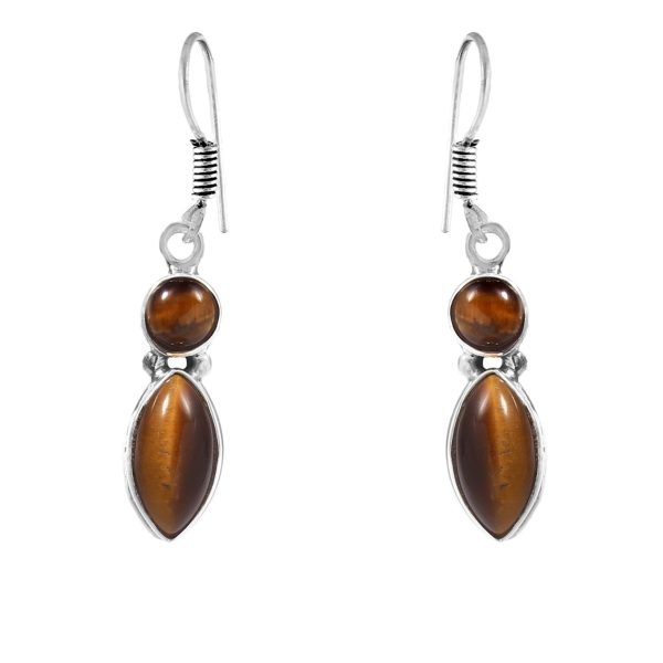 Tigerâ€™s Eye 1.5" 925 Sterling Silver Earring (REXT28-175)