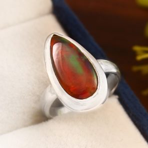 Aurora Opal Size US 8 925 Sterling Silver Ring (RS54-149)