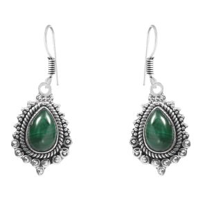 Malachite 1.5" 925 Sterling Silver Earring (REXT28-136)