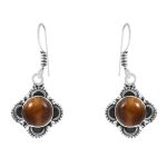 Tigerâ€™s Eye 1.25" 925 Sterling Silver Earring (REXT28-166)