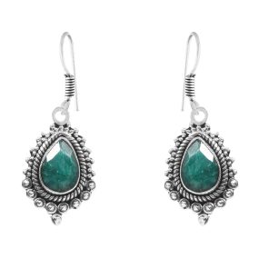 Emerald 1.5" 925 Sterling Silver Earring (REXT28-135)