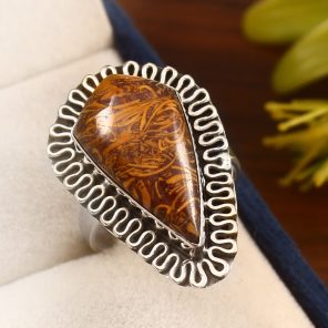 Mariam Jasper Size US 8 925 Sterling Silver Ring (REXT14-124)