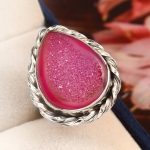Pink Agate Druzy Size US 6 925 Sterling Silver Ring (REXT19-4)